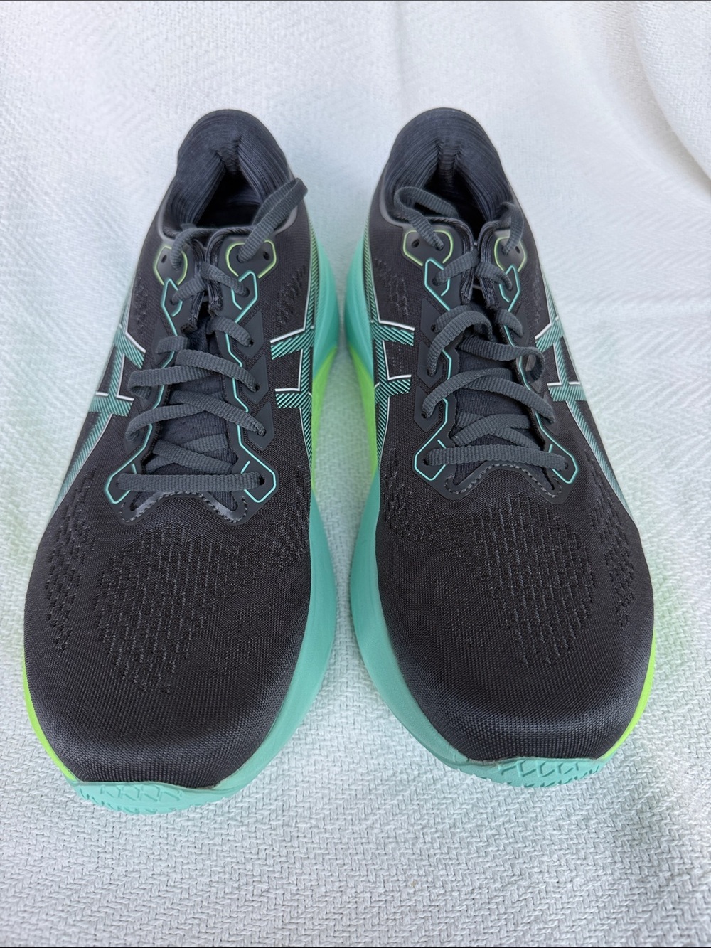 Asics Black and Teal Athletic Running Shoes